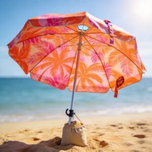 Telescoping Beach Umbrella with Sand Bag