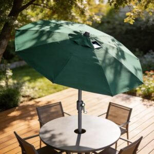 Crank-Operated Round Patio Umbrella
