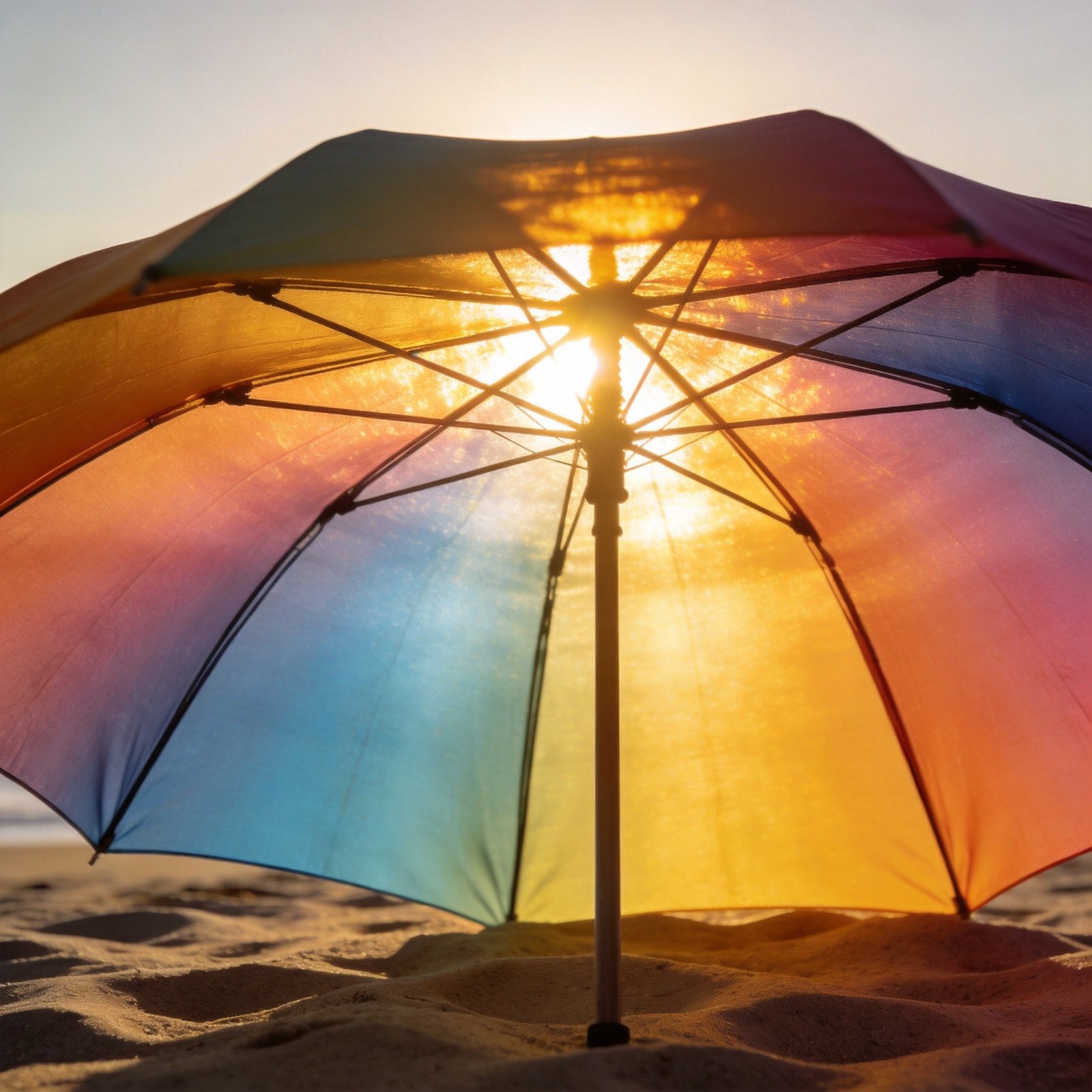 Rainbow Gradient Beach Umbrella - Image 2