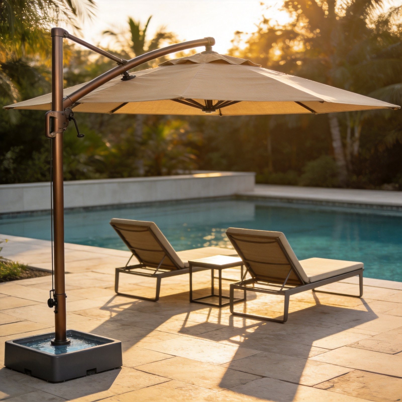 Offset Cantilever Umbrella with Base